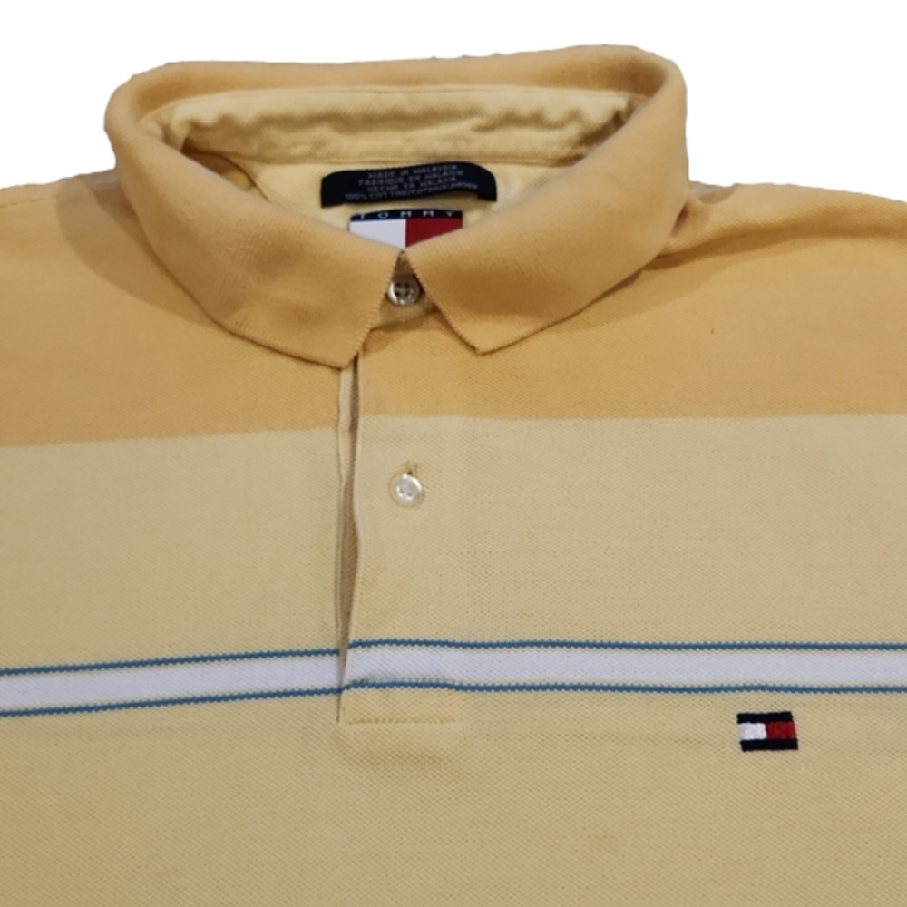 3/$20 Tommy Hilfiger Yellow Stripes Polo Shirt - Picture 2 of 9